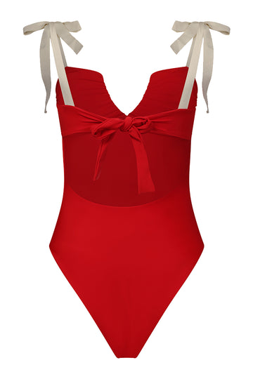 Cute Natala / Cherry Red Ivory Apricot - One Piece